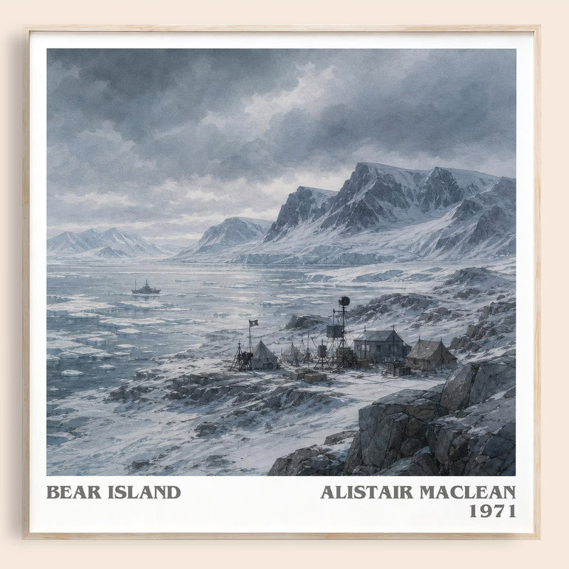 Bear Island literary book poster by Alistair MacLean – framed literary art print