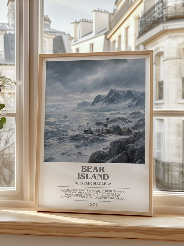 Bear Island bookish poster colour and style options – Alistair MacLean book art