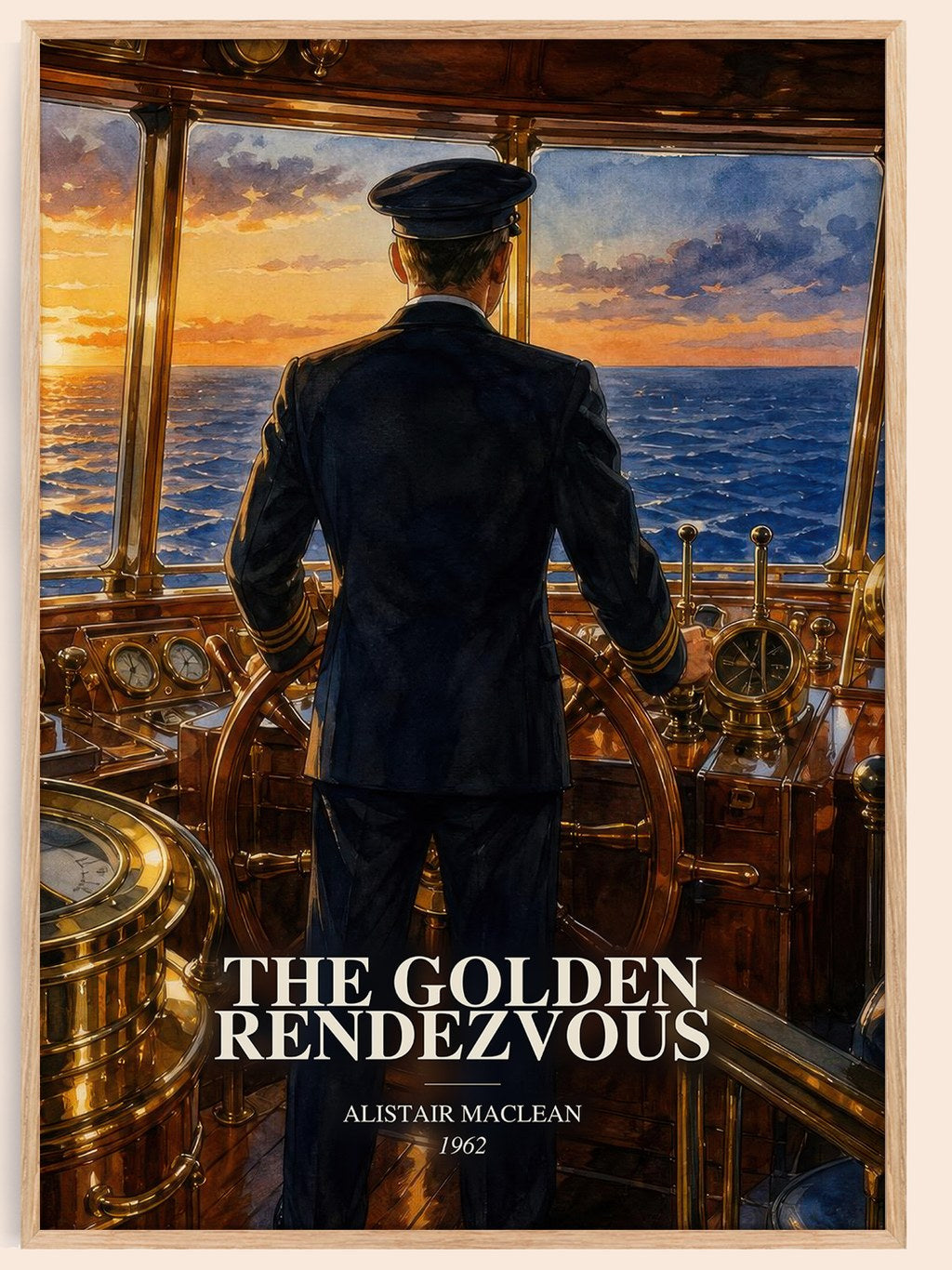 The Golden Rendezvous watercolour book poster by Alistair MacLean – framed literary art print