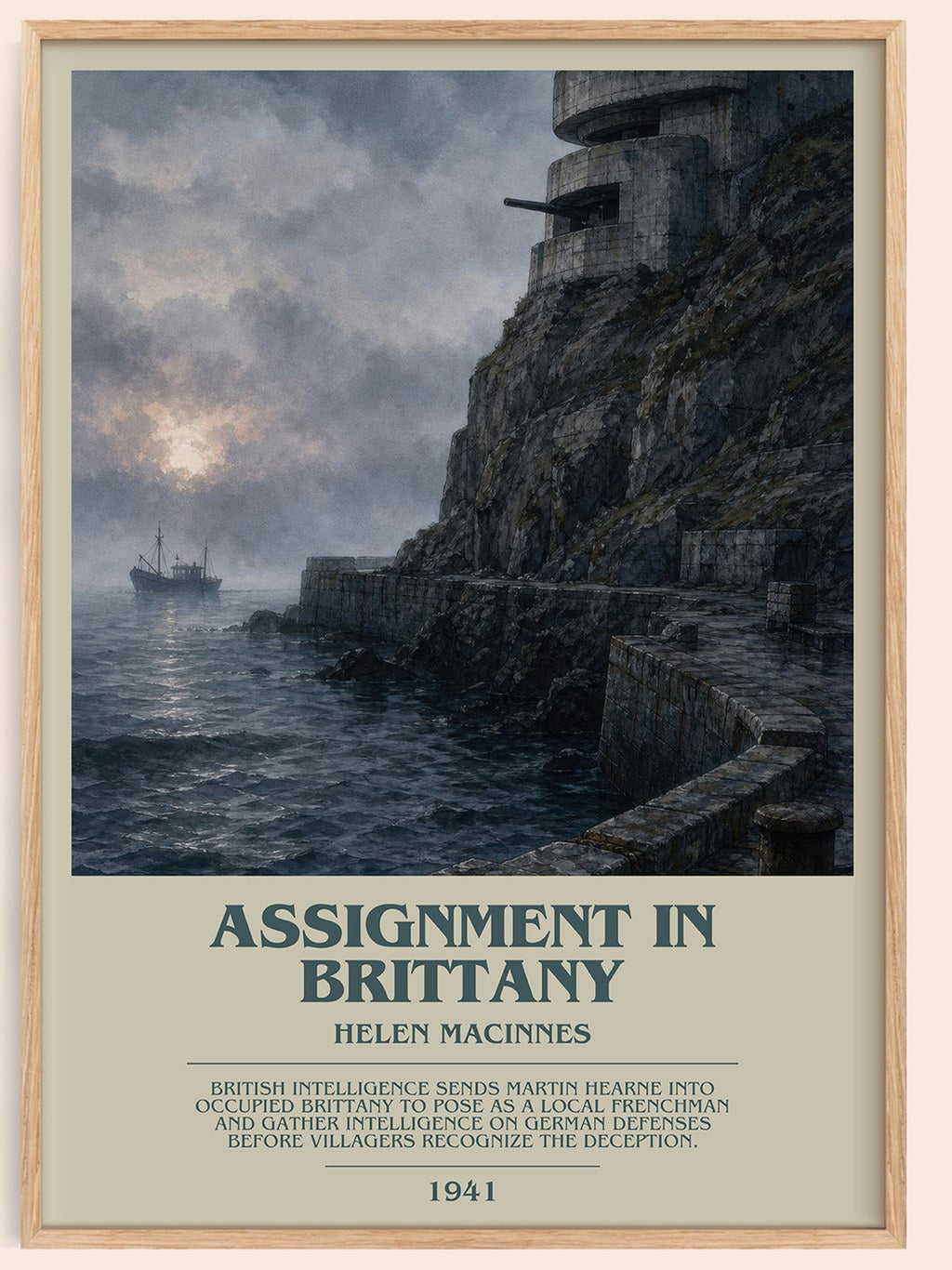Assignment in Brittany bookish book poster by Helen MacInnes – framed literary art print