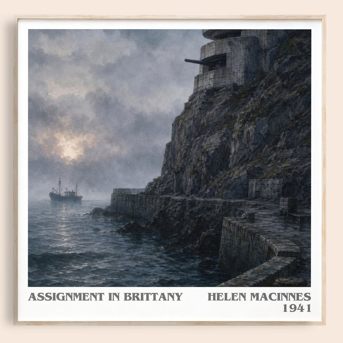 Assignment in Brittany literary book poster by Helen MacInnes – framed literary art print