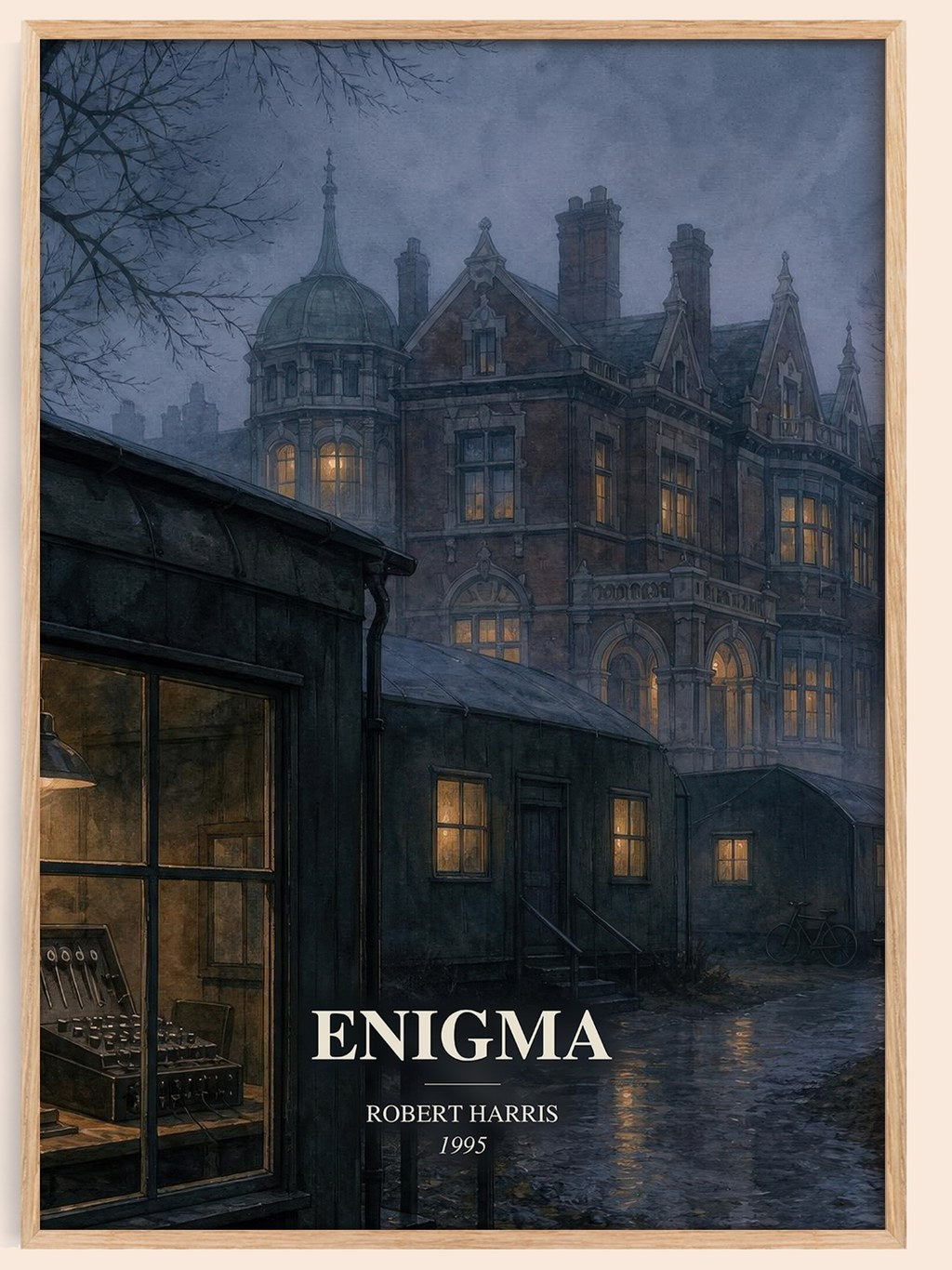 Enigma watercolour book poster by Robert Harris – framed literary art print