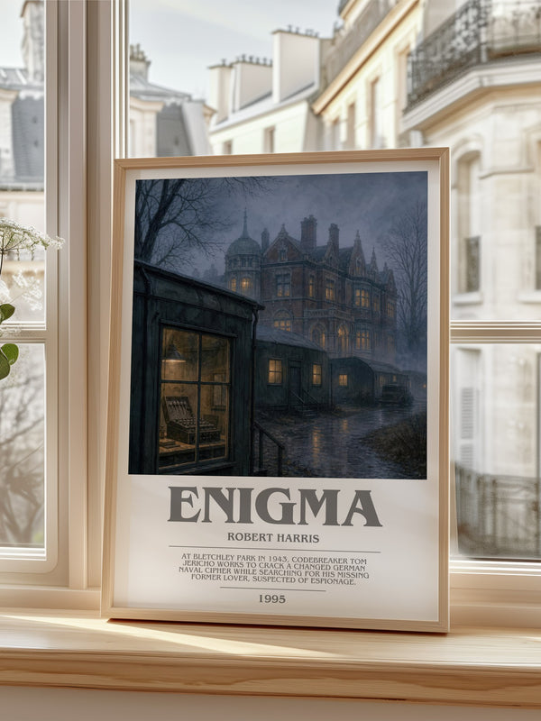 Enigma bookish poster colour and style options – Robert Harris book art
