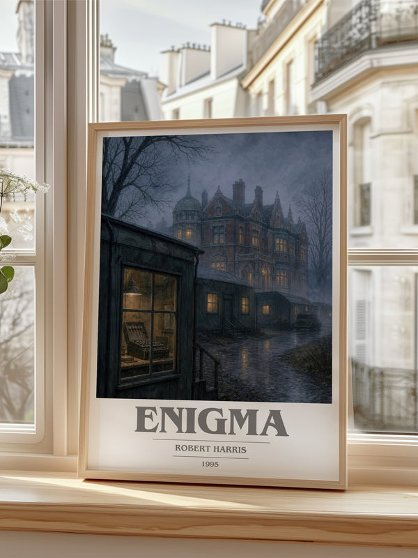 Enigma book cover poster colour and style options – Robert Harris book art