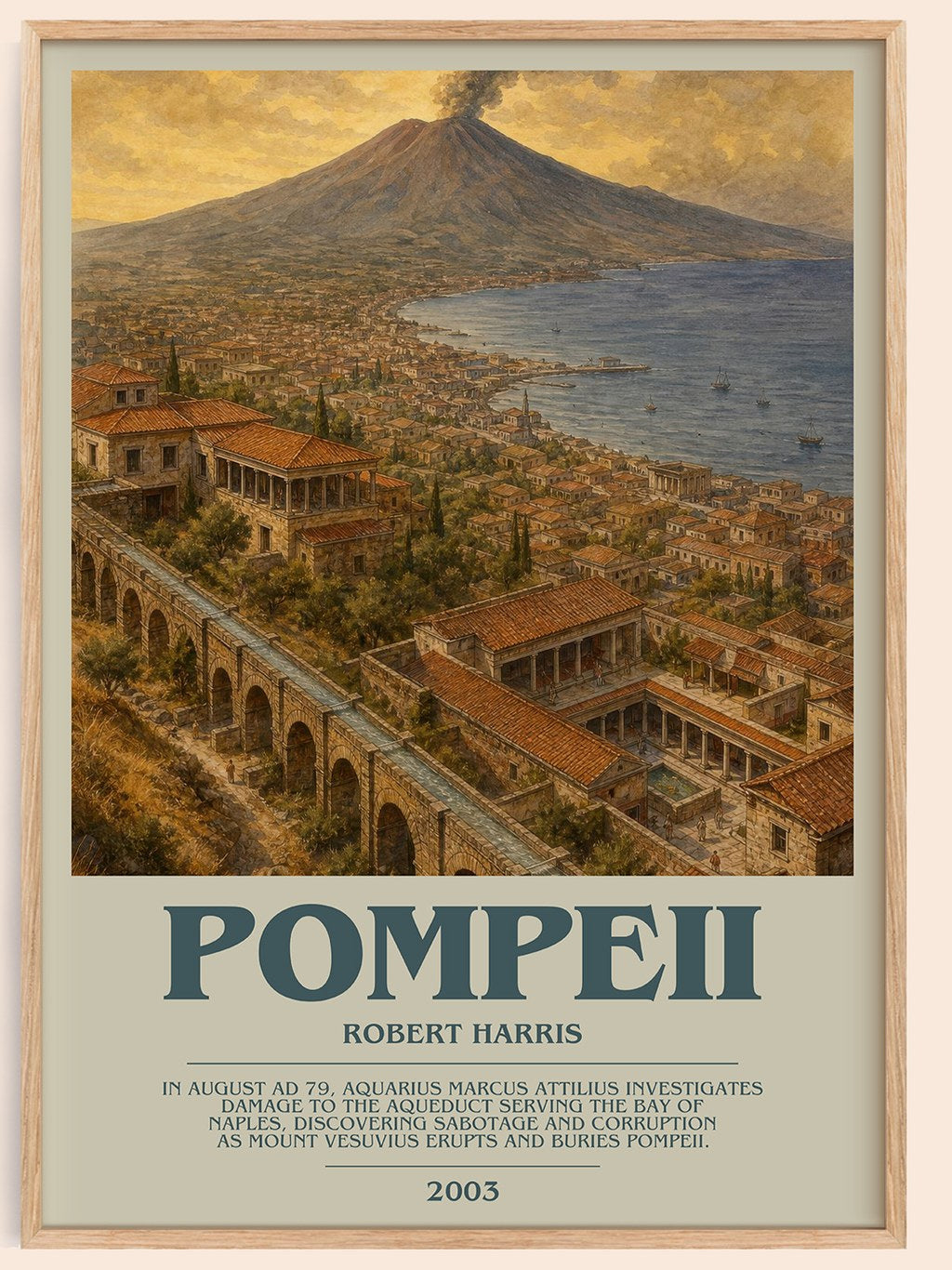 Pompeii bookish book poster by Robert Harris – framed literary art print