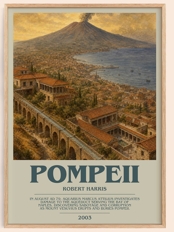 Pompeii bookish book poster by Robert Harris – framed literary art print