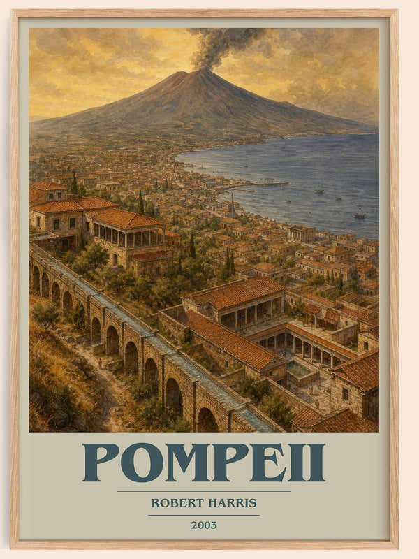 Pompeii book cover book poster by Robert Harris – framed literary art print