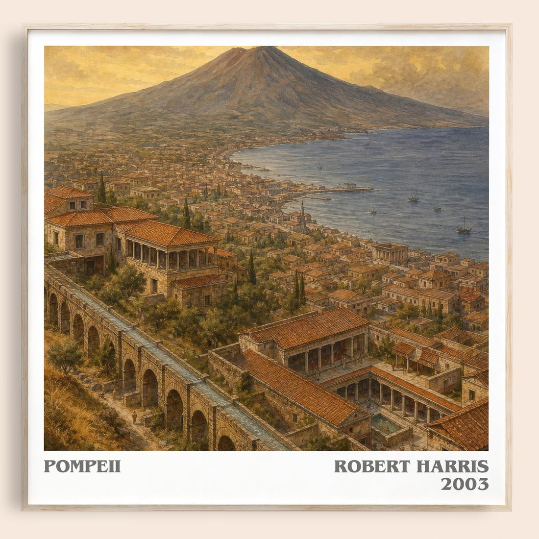 Pompeii literary book poster by Robert Harris – framed literary art print