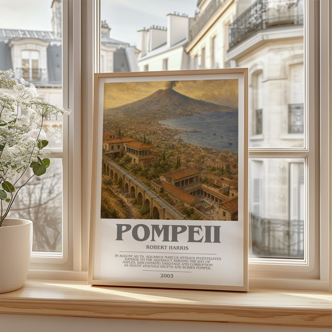 Pompeii bookish poster colour and style options – Robert Harris book art (mockup)