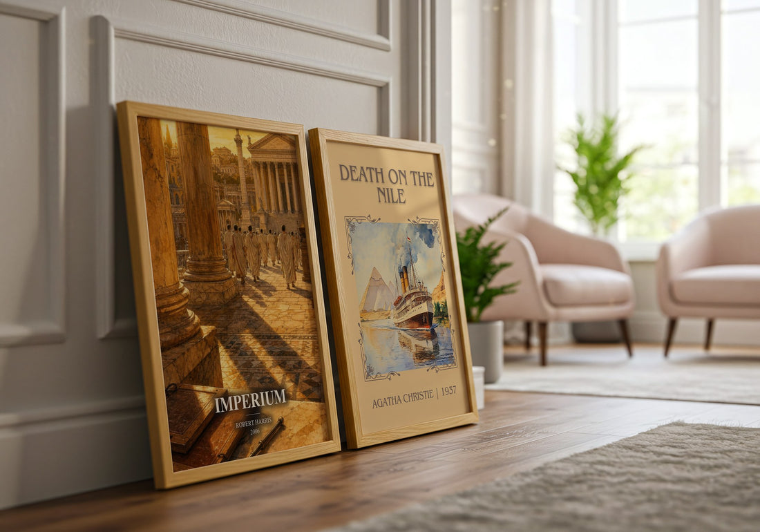 Imperium watercolour print framed by window – literary home decor