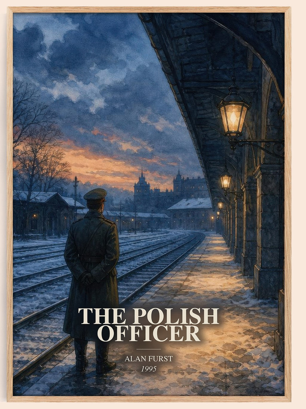 The Polish Officer watercolour book poster by Alan Furst – framed literary art print