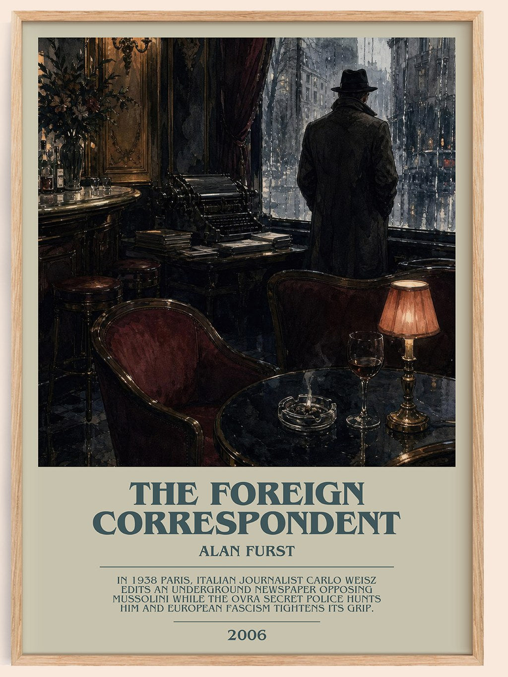The Foreign Correspondent bookish book poster by Alan Furst – framed literary art print