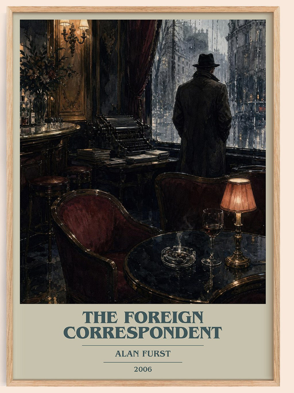 The Foreign Correspondent book cover book poster by Alan Furst – framed literary art print