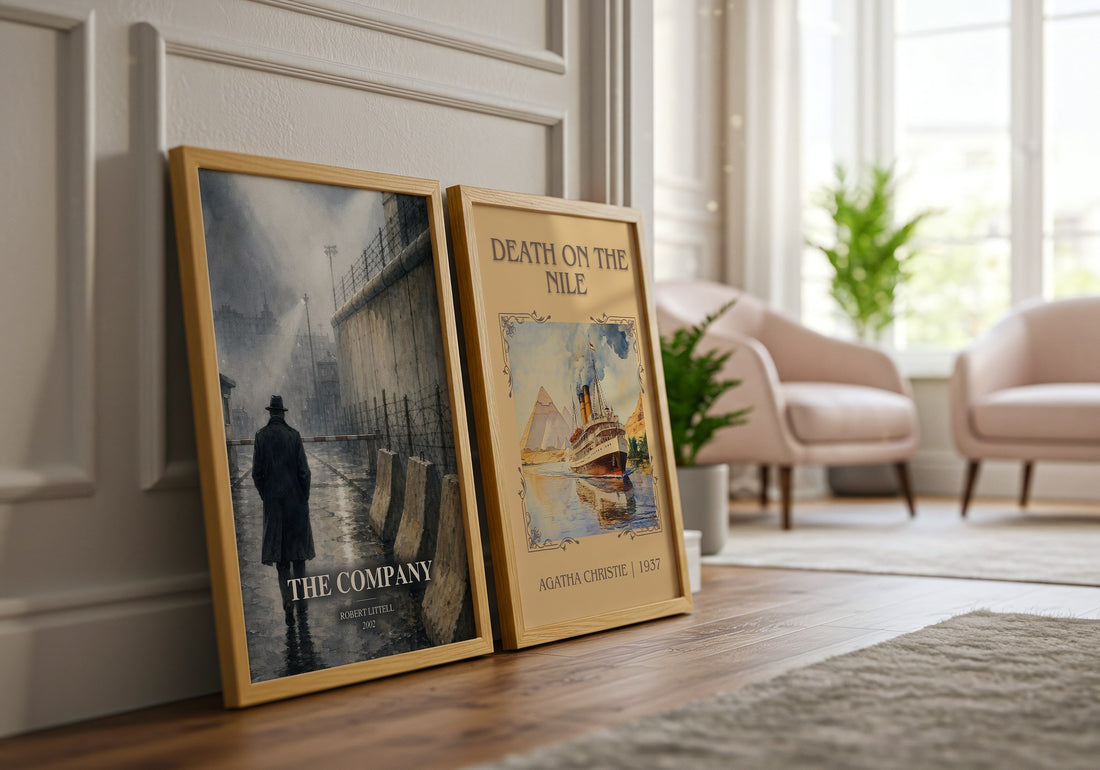 The Company watercolour print framed by window – literary home decor
