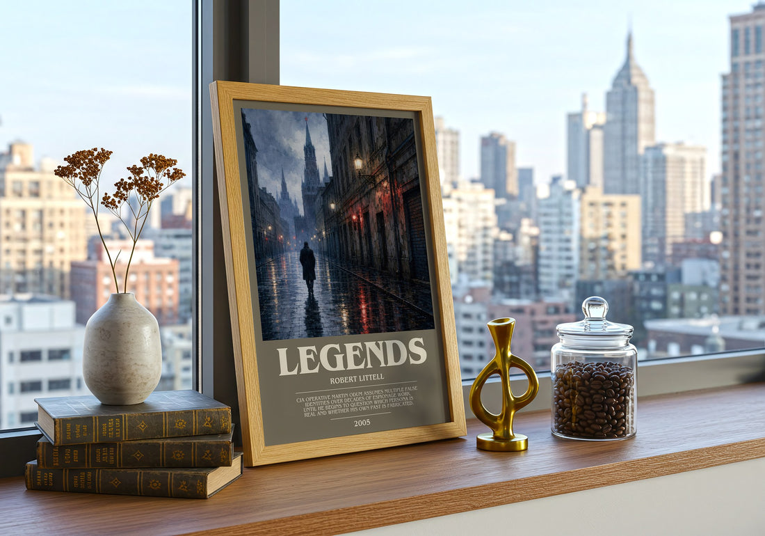 Legends bookish print framed by window – literary home decor