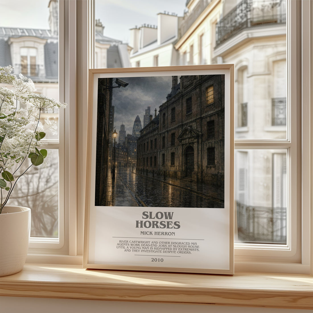 Slow Horses bookish poster colour and style options – Mick Herron book art (mockup)