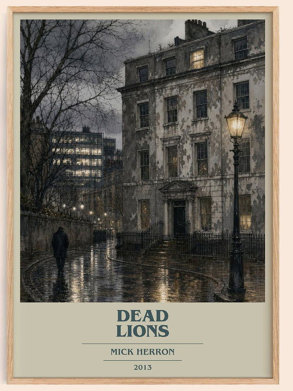 Dead Lions book cover book poster by Mick Herron – framed literary art print