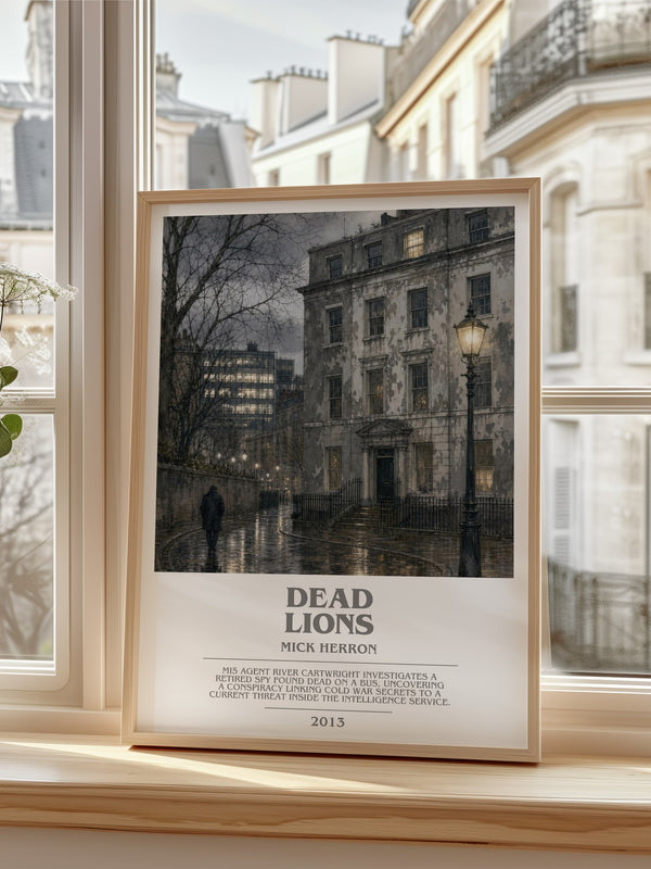 Dead Lions bookish poster colour and style options – Mick Herron book art