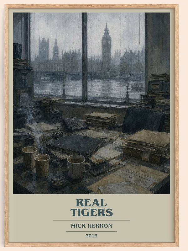 Real Tigers book cover book poster by Mick Herron – framed literary art print