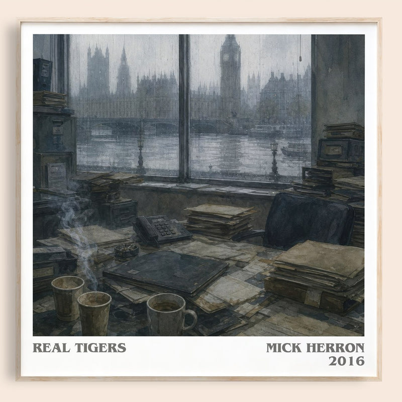 Real Tigers literary book poster by Mick Herron – framed literary art print