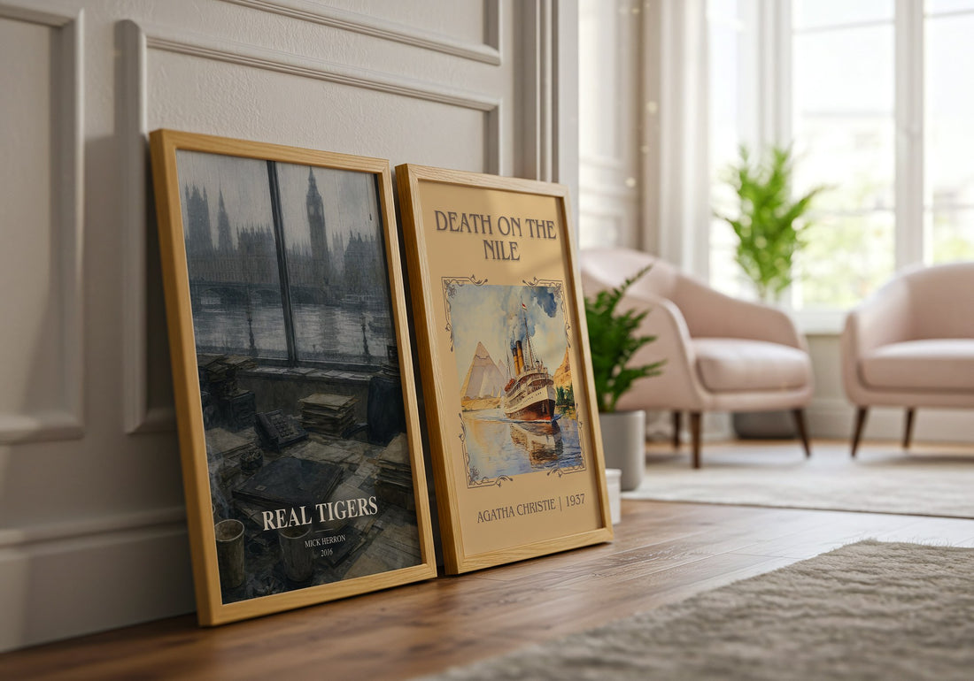 Real Tigers watercolour print framed by window – literary home decor