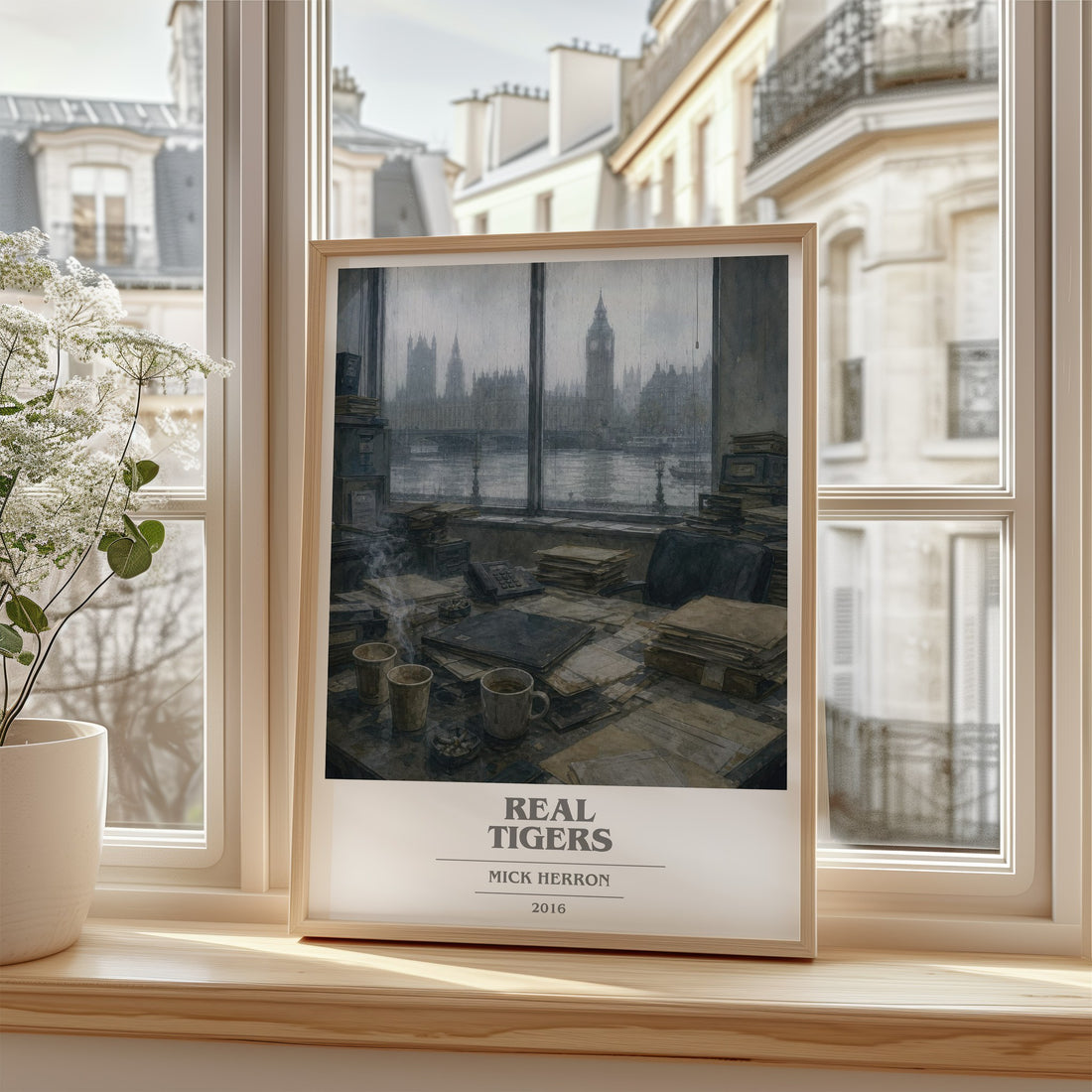Real Tigers book cover poster colour and style options – Mick Herron book art (mockup)