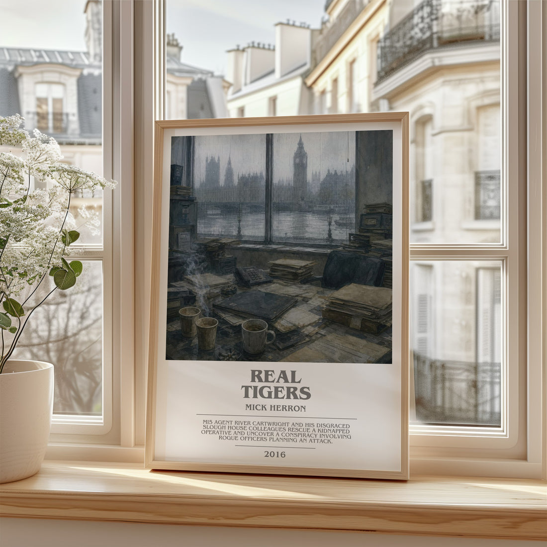 Real Tigers bookish poster colour and style options – Mick Herron book art (mockup)
