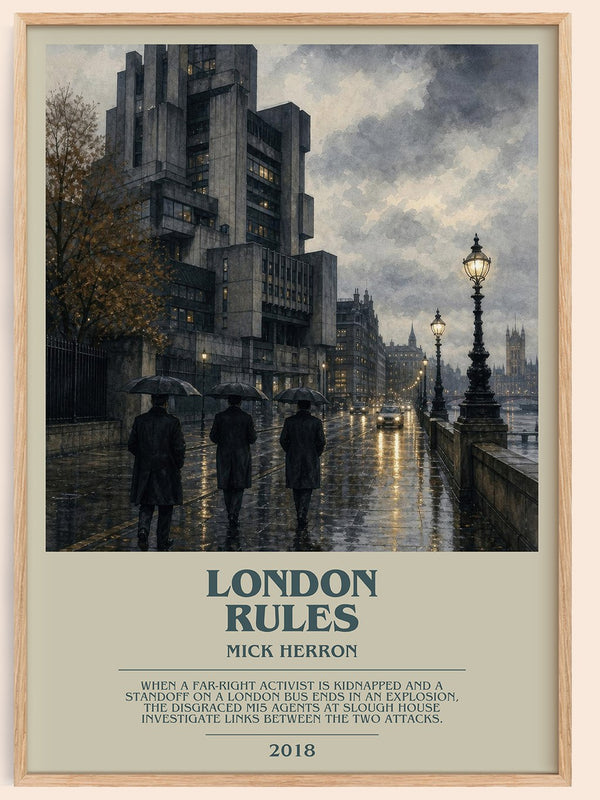London Rules bookish book poster by Mick Herron – framed literary art print