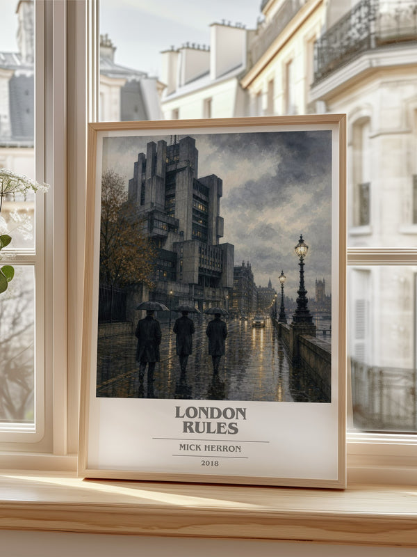 London Rules book cover poster colour and style options – Mick Herron book art