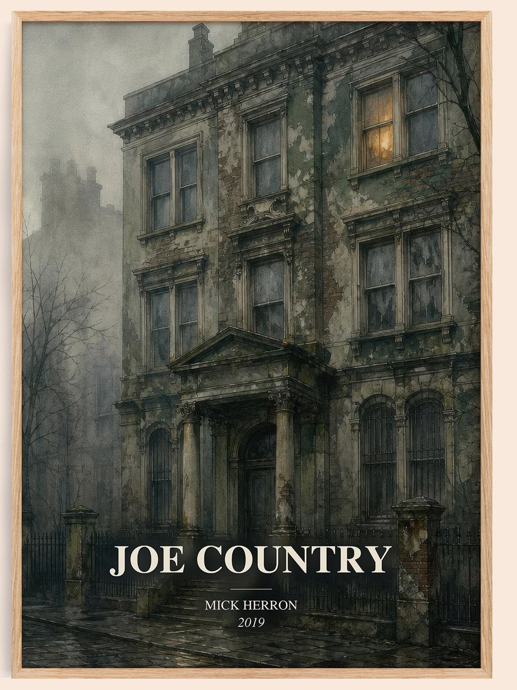 Joe Country watercolour book poster by Mick Herron – framed literary art print