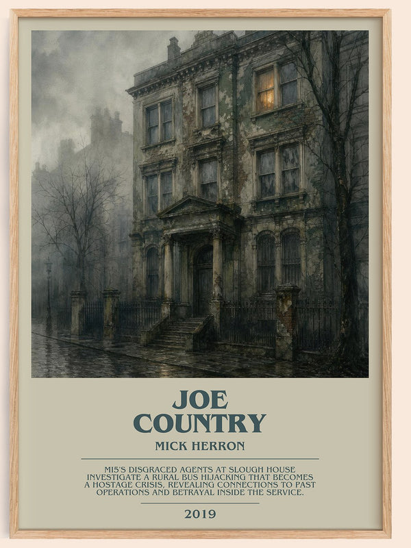 Joe Country bookish book poster by Mick Herron – framed literary art print