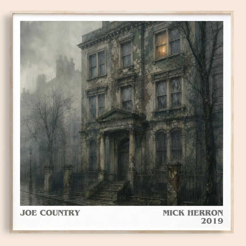 Joe Country literary book poster by Mick Herron – framed literary art print