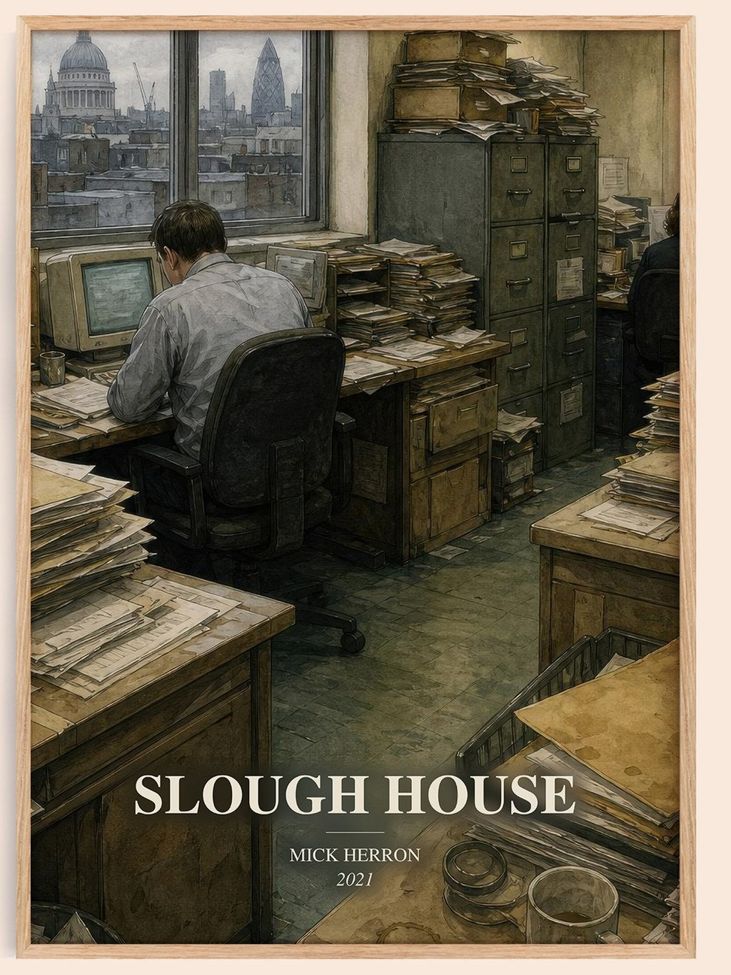 Slough House watercolour book poster by Mick Herron – framed literary art print