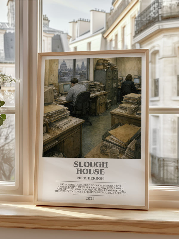 Slough House bookish poster colour and style options – Mick Herron book art