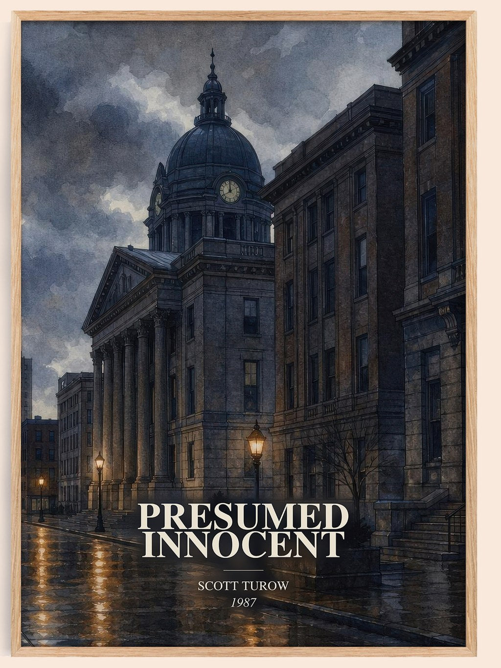 Presumed Innocent watercolour book poster by Scott Turow – framed literary art print