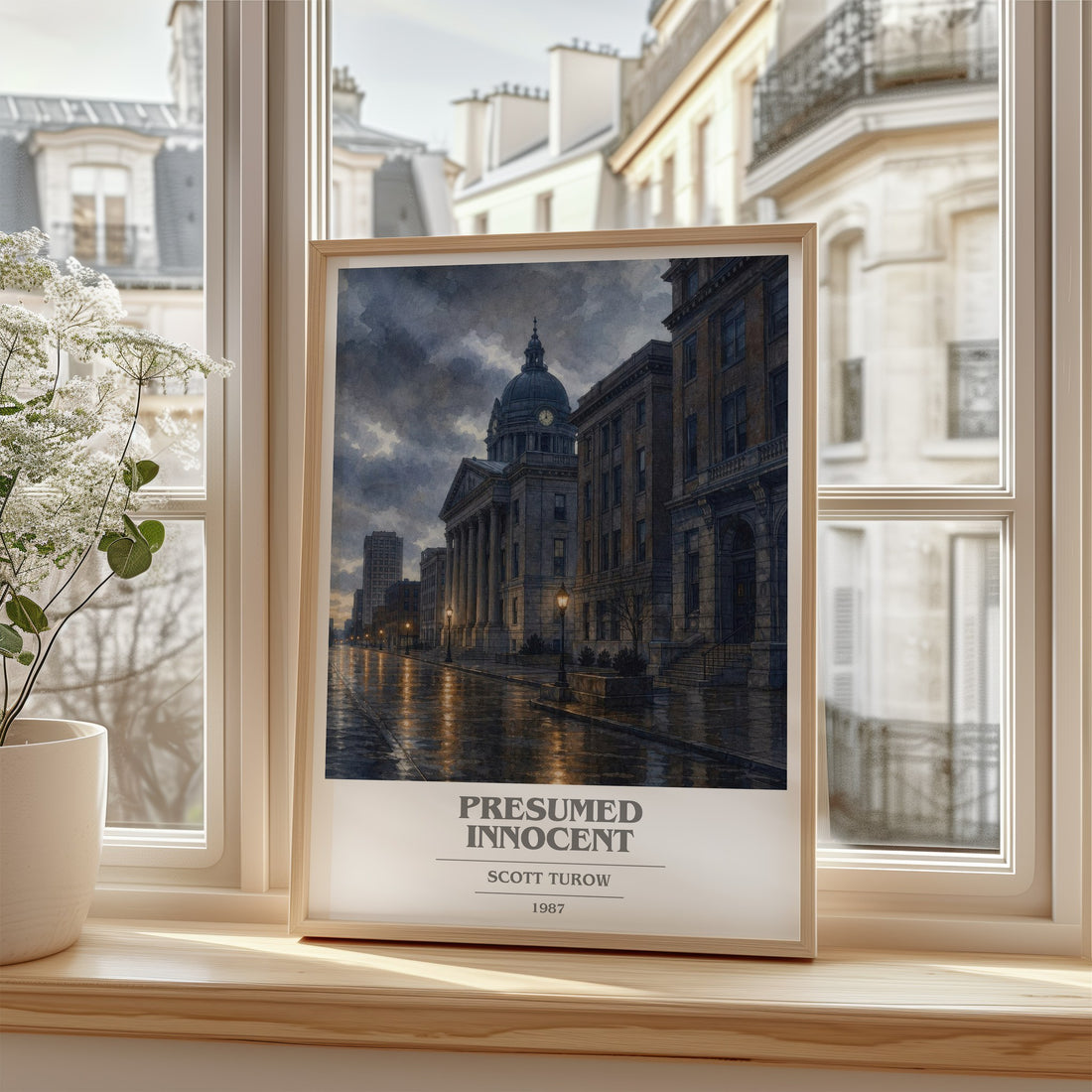 Presumed Innocent book cover poster colour and style options – Scott Turow book art (mockup)