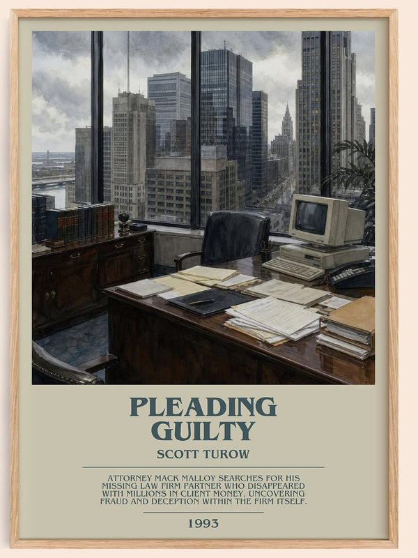 Pleading Guilty bookish book poster by Scott Turow – framed literary art print