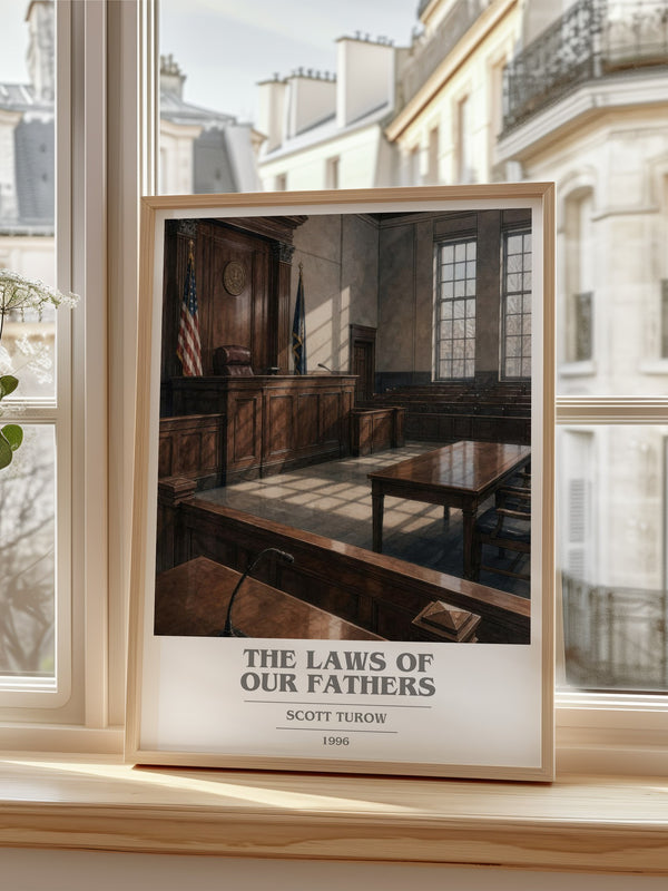 The Laws of Our Fathers book cover poster colour and style options – Scott Turow book art