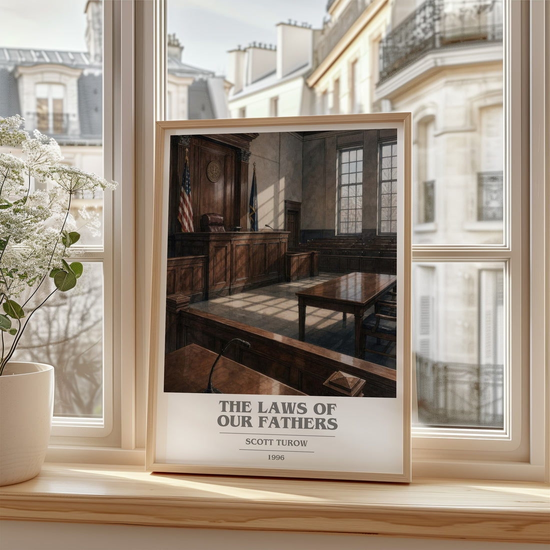 The Laws of Our Fathers book cover poster colour and style options – Scott Turow book art (mockup)