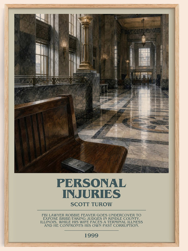 Personal Injuries bookish book poster by Scott Turow – framed literary art print