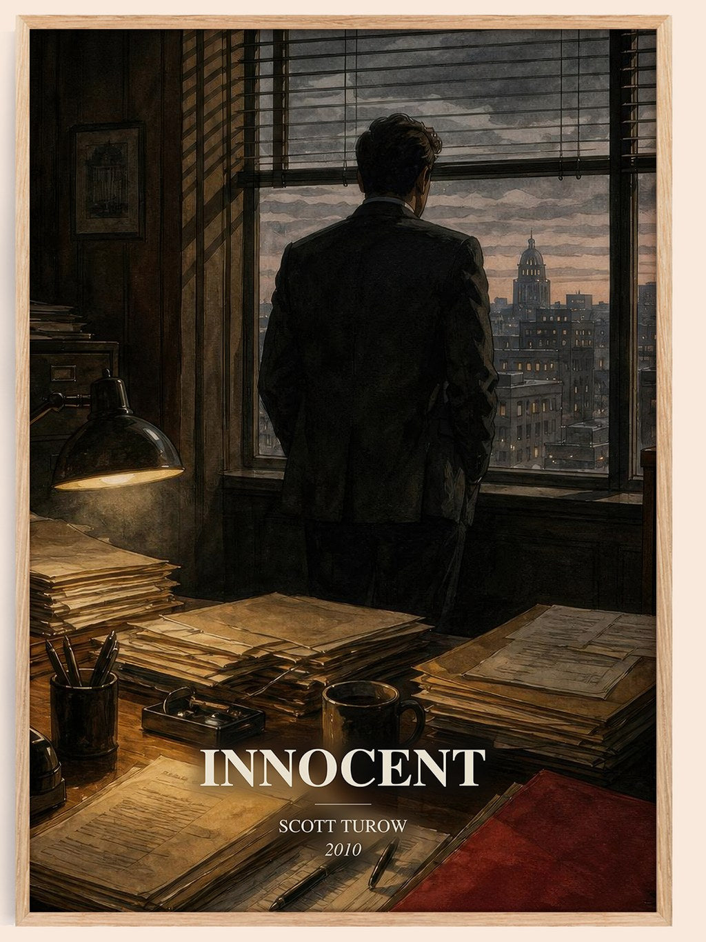 Innocent watercolour book poster by Scott Turow – framed literary art print