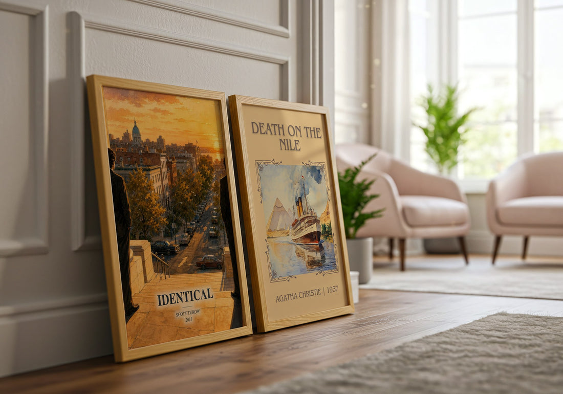 Identical watercolour print framed by window – literary home decor