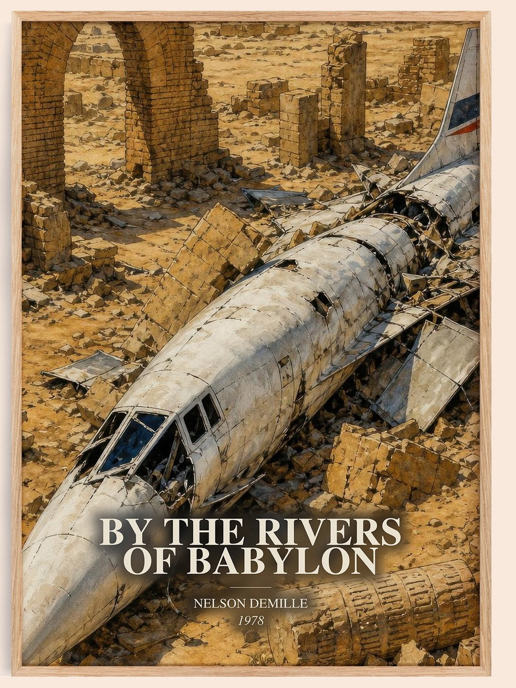 By the Rivers of Babylon watercolour book poster by Nelson DeMille – framed literary art print