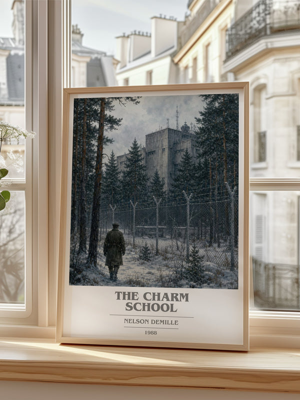 The Charm School book cover poster colour and style options – Nelson DeMille book art