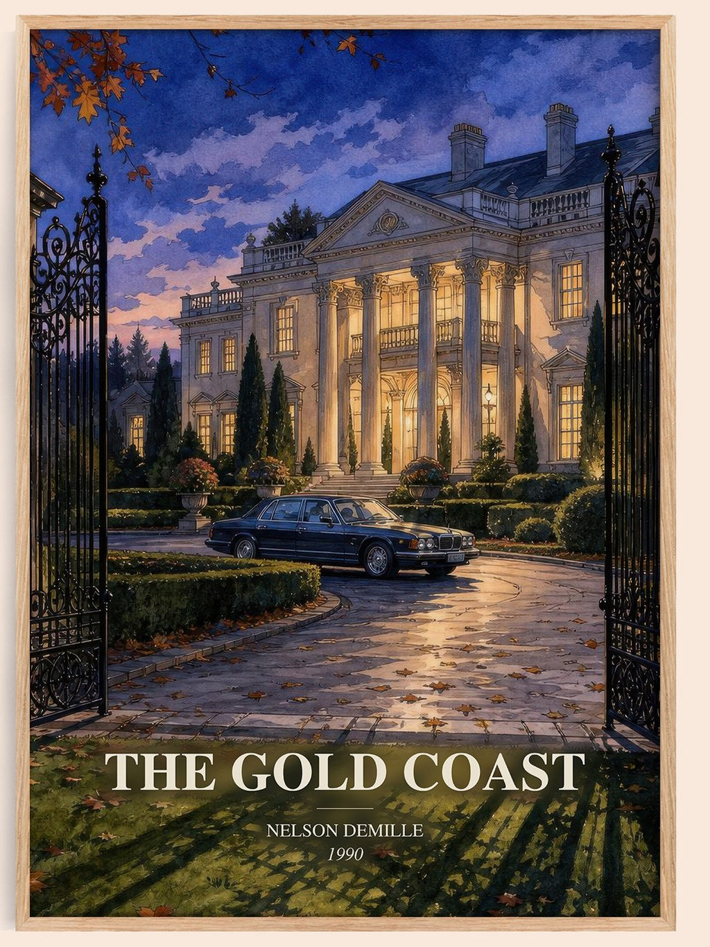 The Gold Coast watercolour book poster by Nelson DeMille – framed literary art print