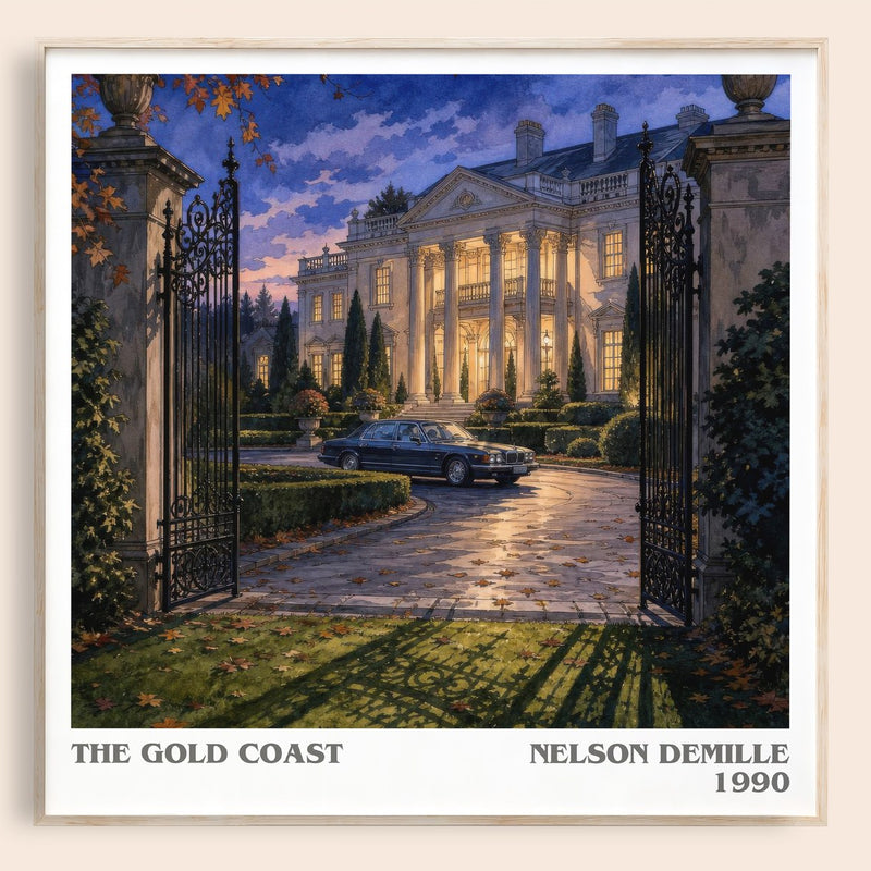 The Gold Coast literary book poster by Nelson DeMille – framed literary art print