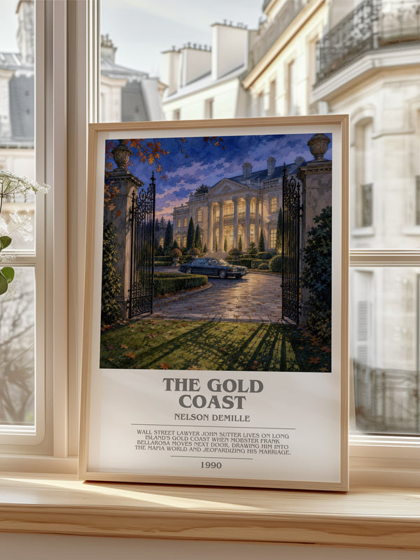 The Gold Coast bookish poster colour and style options – Nelson DeMille book art