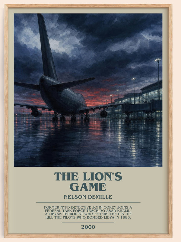 The Lion's Game bookish book poster by Nelson DeMille – framed literary art print