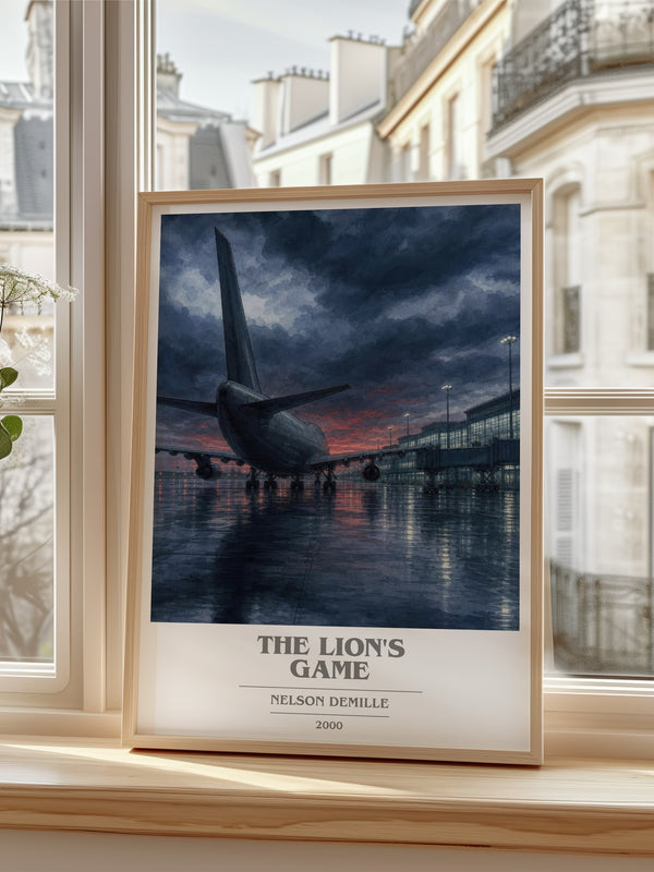 The Lion's Game book cover poster colour and style options – Nelson DeMille book art