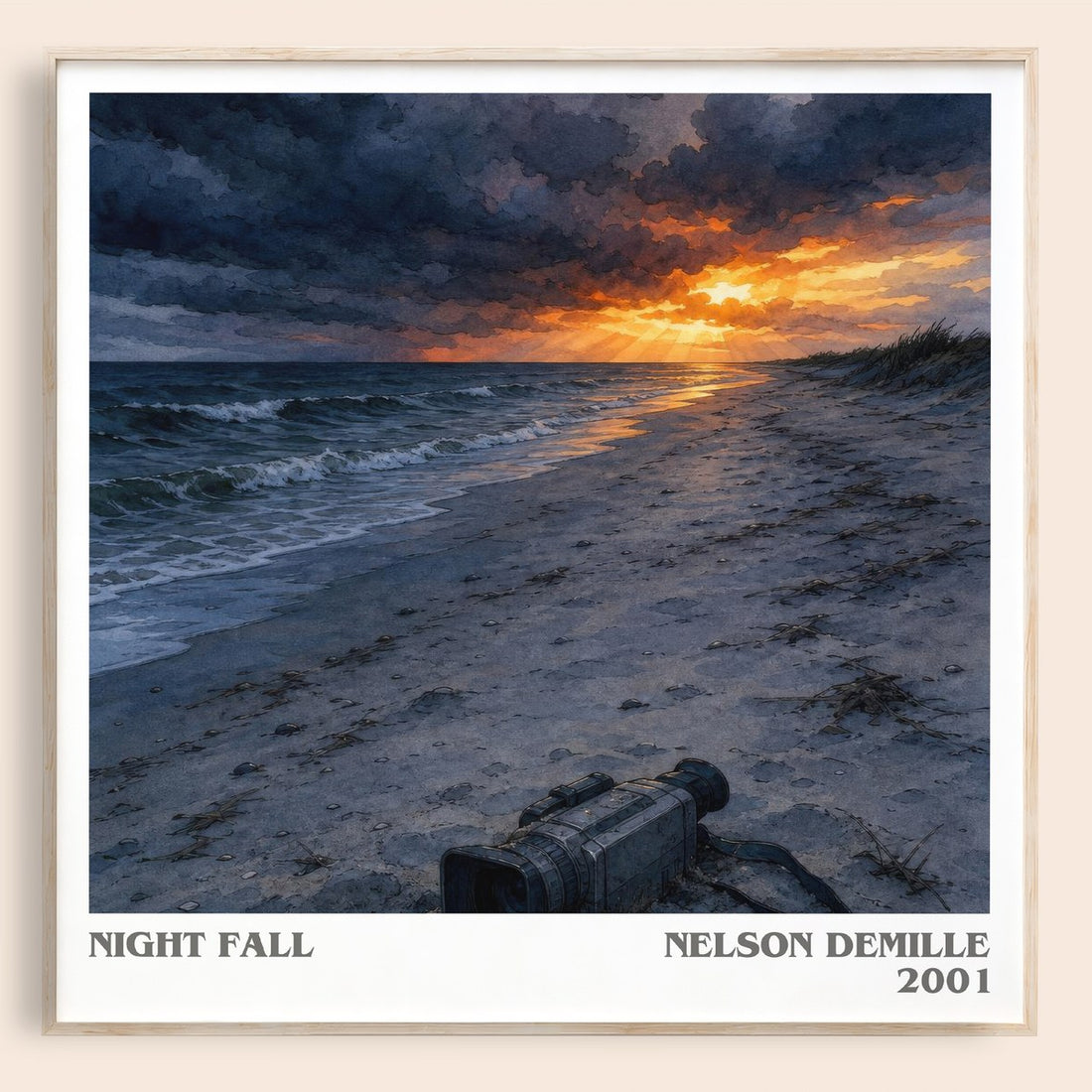 Night Fall literary book poster by Nelson DeMille – framed literary art print